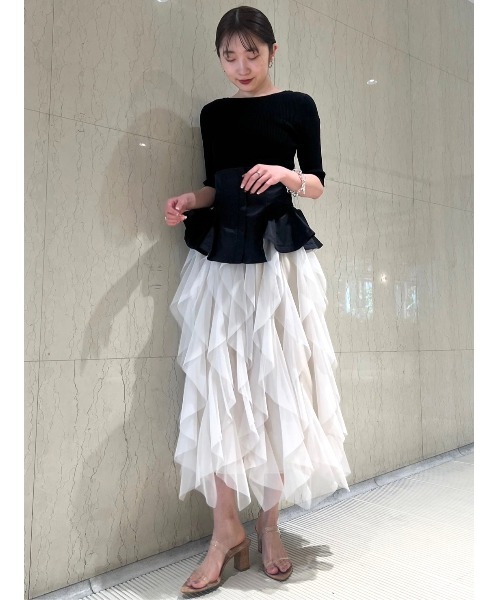 SNIDEL（スナイデル）の「ペプラムベルトチュールスカート（スカート