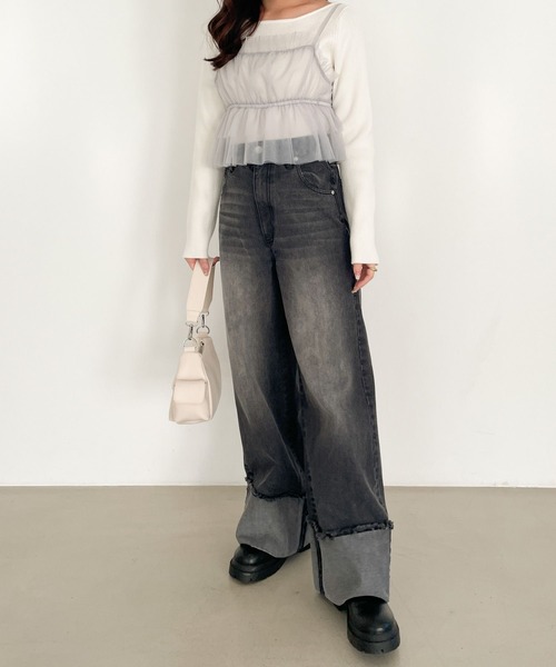 Heather(ヘザー)の「ベーシックロールアップデニムパンツ 105070(デニムパンツ・レディース・グレー/ブルー・S/M)」の7枚目の写真