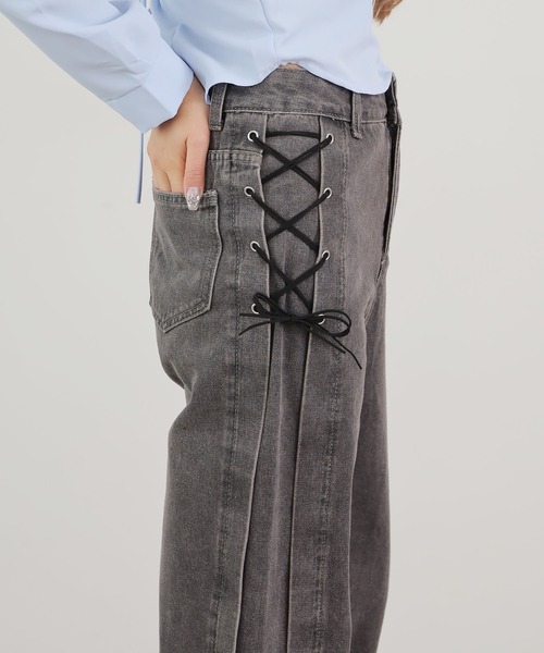 Chick（チック）の「▲SIDE RIBBON DENIM PANTS / サイドリボンデニムパンツ（デニムパンツ・レディース・ブラック・S/L/M）」の22枚目の写真