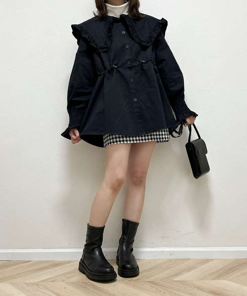 Cham.（チャム）の「オーバーサイズビッグカラージャケット（その他アウター・レディース・ブラック・F）」の5枚目の写真