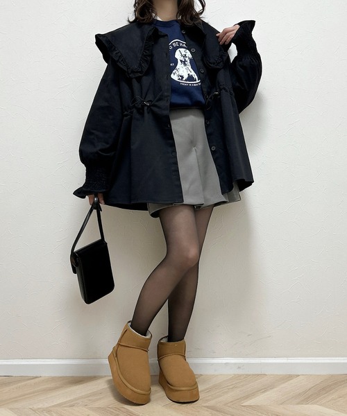 Cham.（チャム）の「オーバーサイズビッグカラージャケット（その他アウター・レディース・ブラック・F）」の6枚目の写真