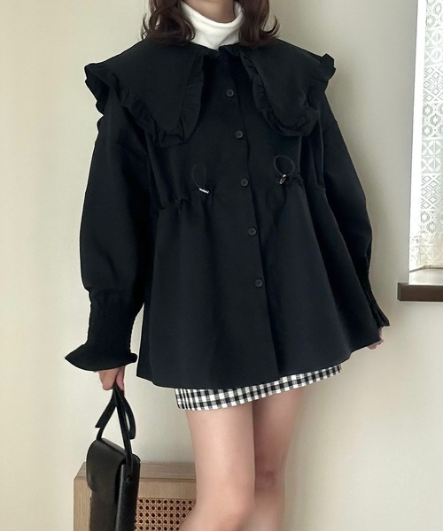 Cham.（チャム）の「オーバーサイズビッグカラージャケット（その他アウター・レディース・ブラック・F）」の10枚目の写真