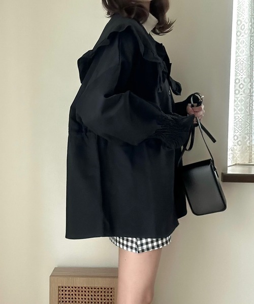 Cham.（チャム）の「オーバーサイズビッグカラージャケット（その他アウター・レディース・ブラック・F）」の12枚目の写真