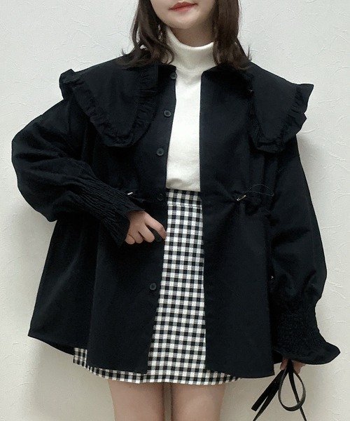 Cham.（チャム）の「オーバーサイズビッグカラージャケット（その他アウター・レディース・ブラック・F）」の14枚目の写真