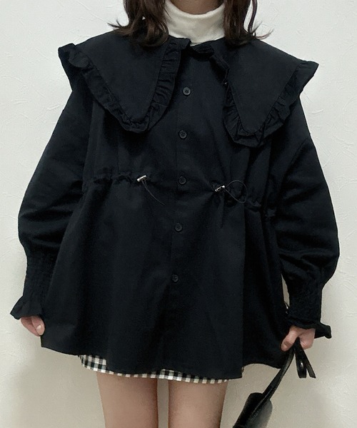 Cham.（チャム）の「オーバーサイズビッグカラージャケット（その他アウター・レディース・ブラック・F）」の15枚目の写真