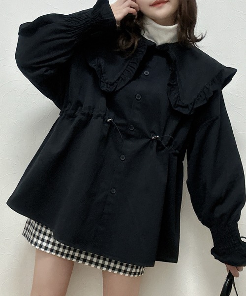 Cham.（チャム）の「オーバーサイズビッグカラージャケット（その他アウター・レディース・ブラック・F）」の16枚目の写真