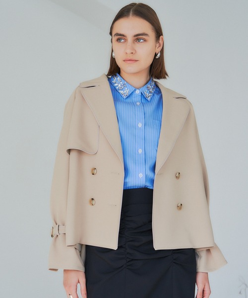 YECCA VECCA（イェッカヴェッカ）の「ショートトレンチコート（トレンチコート・レディース・アイボリー/ベージュ/ネイビー・FREE）」の10枚目の写真