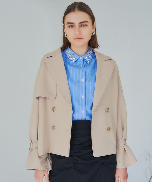 YECCA VECCA（イェッカヴェッカ）の「ショートトレンチコート（トレンチコート・レディース・アイボリー/ベージュ/ネイビー・FREE）」の13枚目の写真