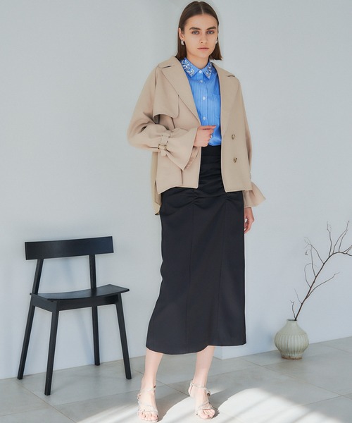 YECCA VECCA（イェッカヴェッカ）の「ショートトレンチコート（トレンチコート・レディース・アイボリー/ベージュ/ネイビー・FREE）」の6枚目の写真