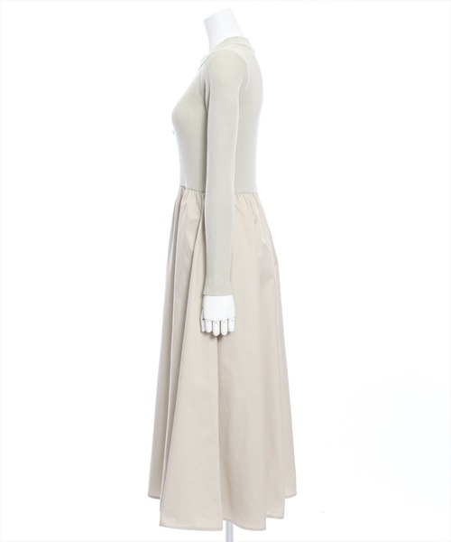 clear（クリア）の「布帛切替ハーフジップニットワンピース≪2024SS新作≫（ワンピース・レディース・ベージュ/ブラック・F）」の9枚目の写真