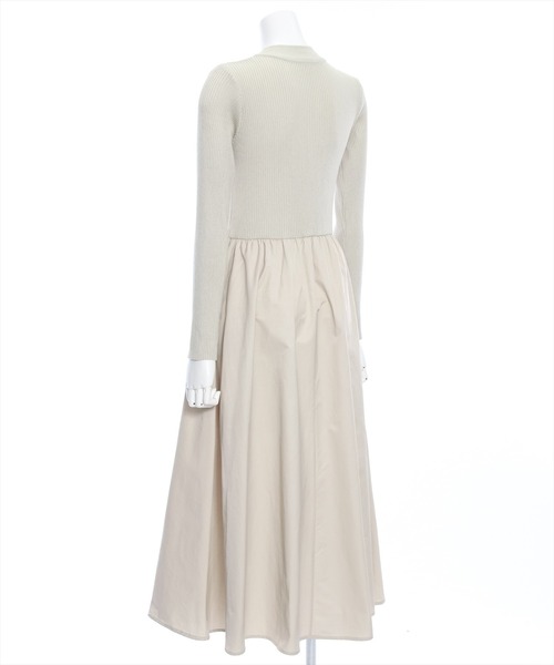 clear（クリア）の「布帛切替ハーフジップニットワンピース≪2024SS新作≫（ワンピース・レディース・ベージュ/ブラック・F）」の8枚目の写真