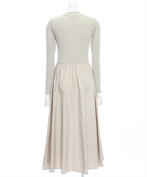 clear（クリア）の「布帛切替ハーフジップニットワンピース≪2024SS新作≫（ワンピース・レディース・ベージュ/ブラック・F）」の7枚目の写真