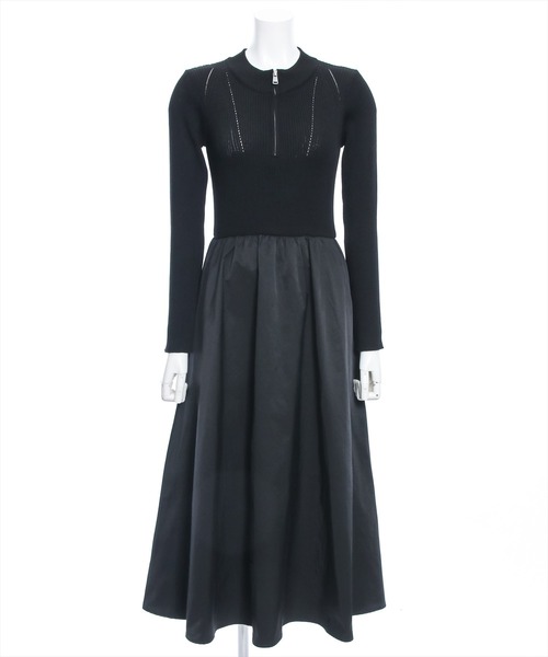 clear（クリア）の「布帛切替ハーフジップニットワンピース≪2024SS新作≫（ワンピース・レディース・ベージュ/ブラック・F）」の16枚目の写真