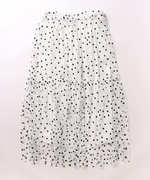 STYLEBLOCK（スタイルブロック）の「チュールドットフロッキーギャザーフレアスカート（スカート・レディース・ブラック×ブラック/ホワイト×ブラック/ホワイト系その他/ブラック×ホワイト・M）」の2枚目の写真