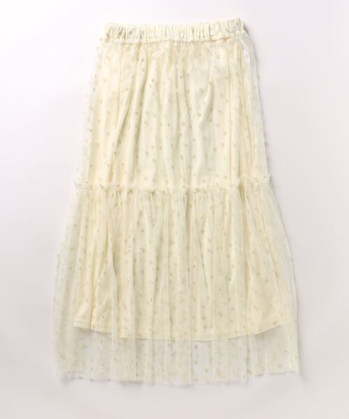 STYLEBLOCK（スタイルブロック）の「チュールドットフロッキーギャザーフレアスカート（スカート・レディース・ブラック×ブラック/ホワイト×ブラック/ホワイト系その他/ブラック×ホワイト・M）」の3枚目の写真