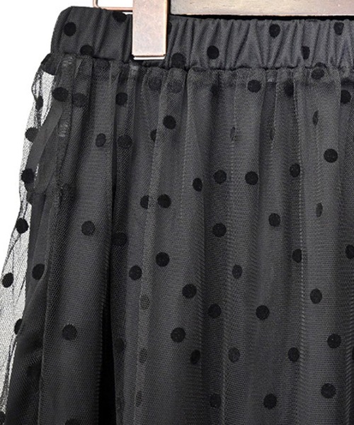 STYLEBLOCK（スタイルブロック）の「チュールドットフロッキーギャザーフレアスカート（スカート・レディース・ブラック×ブラック/ホワイト×ブラック/ホワイト系その他/ブラック×ホワイト・M）」の9枚目の写真