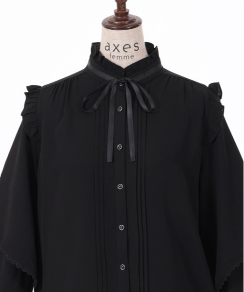 axes femme(アクシーズファム)の「レイヤードフレア袖ブラウス(シャツ/ブラウス・レディース・キナリ/ピンク/ブラック・FREE)」の20枚目の写真