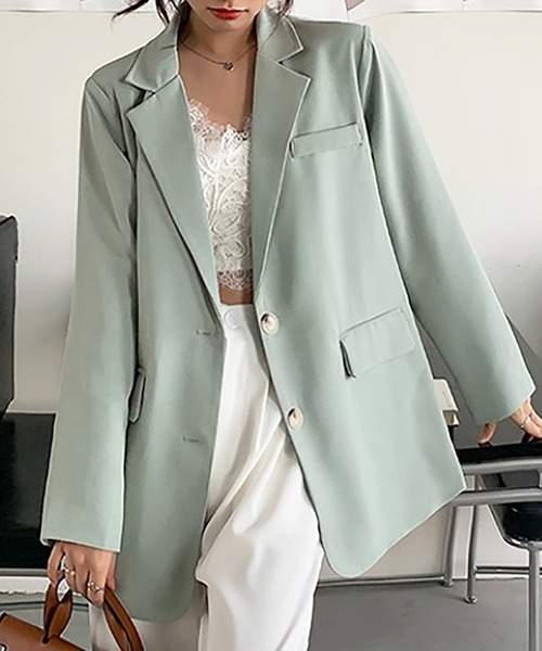 Bifrost(ビフレスト)の「ジャケット(テーラードジャケット・レディース・ベージュ/ブラック/グリーン・L/M/S)」の1枚目の写真