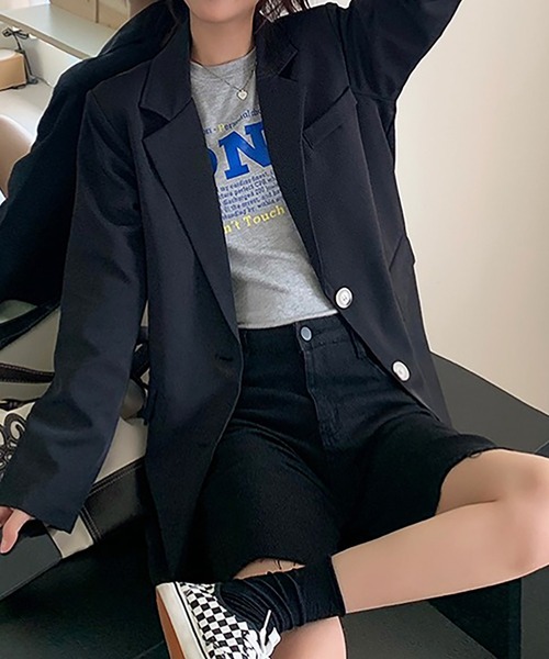 Bifrost(ビフレスト)の「ジャケット(テーラードジャケット・レディース・ベージュ/ブラック/グリーン・L/M/S)」の2枚目の写真