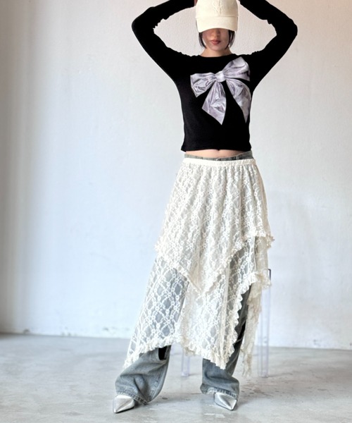 Y2K SYNAPSE FACTORY（ワイツーケー シナプスファクトリー）の「メタルリボンTS（Tシャツ/カットソー・レディース・ブラック/ピンク・FREE）」の10枚目の写真