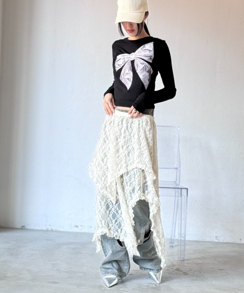 Y2K SYNAPSE FACTORY（ワイツーケー シナプスファクトリー）の「メタルリボンTS（Tシャツ/カットソー・レディース・ブラック/ピンク・FREE）」の12枚目の写真