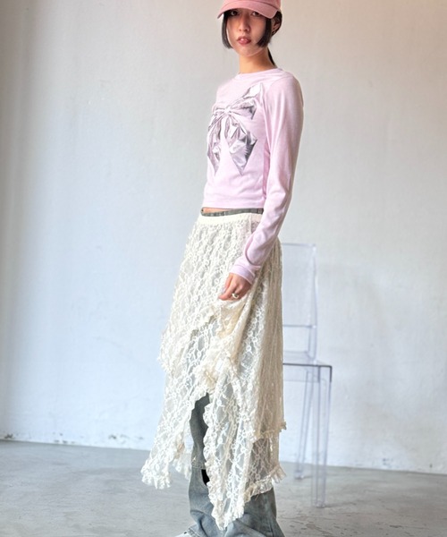 Y2K SYNAPSE FACTORY（ワイツーケー シナプスファクトリー）の「メタルリボンTS（Tシャツ/カットソー・レディース・ブラック/ピンク・FREE）」の19枚目の写真