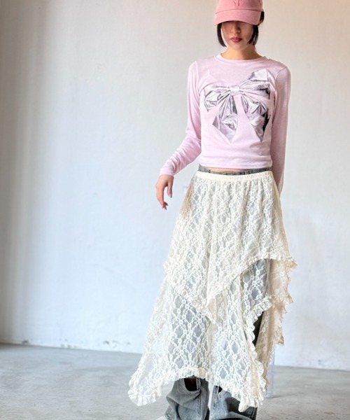 Y2K SYNAPSE FACTORY（ワイツーケー シナプスファクトリー）の「メタルリボンTS（Tシャツ/カットソー・レディース・ブラック/ピンク・FREE）」の20枚目の写真