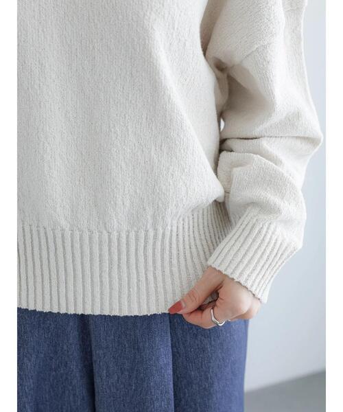 Te chichi（テチチ）の「ブークレVネックオーバーニット（ニット/セーター・レディース・カーキ/オフホワイト/チャコールグレー・F）」の15枚目の写真