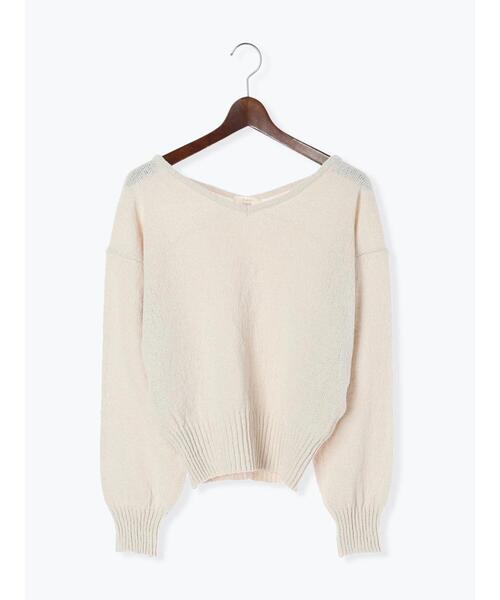 Te chichi（テチチ）の「ブークレVネックオーバーニット（ニット/セーター・レディース・カーキ/オフホワイト/チャコールグレー・F）」の19枚目の写真