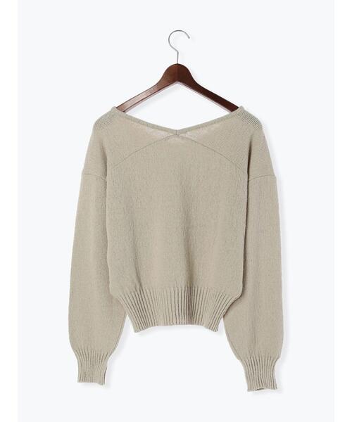 Te chichi（テチチ）の「ブークレVネックオーバーニット（ニット/セーター・レディース・カーキ/オフホワイト/チャコールグレー・F）」の22枚目の写真