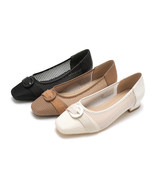 セール】【4E幅広・大きいサイズ】2.5cmヒール メッシュパンプス