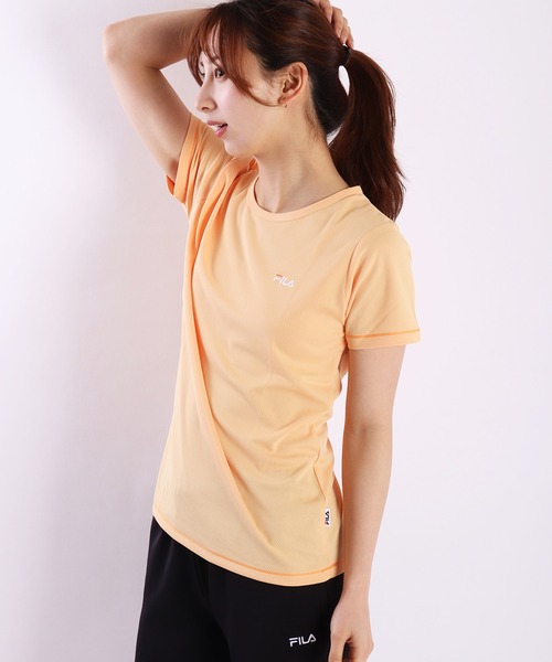 FILA（フィラ）の「FILA 吸水速乾 ダブルメッシュ 半袖Ｔシャツ（Tシャツ/カットソー・レディース・オレンジ/ネイビー/ブラック/ピンク/ホワイト・M/L）」の5枚目の写真