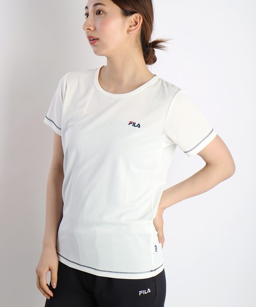 FILA（フィラ）の「FILA 吸水速乾 ダブルメッシュ 半袖Ｔシャツ（Tシャツ/カットソー・レディース・オレンジ/ネイビー/ブラック/ピンク/ホワイト・M/L）」の17枚目の写真