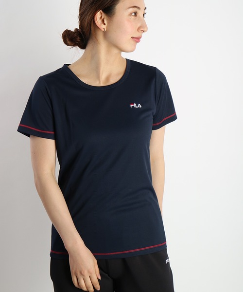 FILA（フィラ）の「FILA 吸水速乾 ダブルメッシュ 半袖Ｔシャツ（Tシャツ/カットソー・レディース・オレンジ/ネイビー/ブラック/ピンク/ホワイト・M/L）」の21枚目の写真