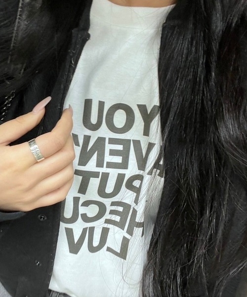 cuorequal(クオレコール)の「英字ロンT(Tシャツ/カットソー・レディース・ホワイト・M/L)」の3枚目の写真