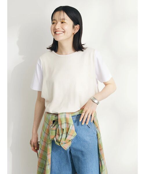 CRAFT STANDARD BOUTIQUE(クラフトスタンダードブティック)の「2点セット カットプルオーバー+ニットベスト(ニット/セーター・レディース・モカ/アイボリー/ブラック/サックスブルー・FREE)」の15枚目の写真
