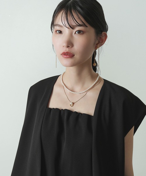 Kana（カナ）の「オープンドロップ スネーク チェーン パール ネックレス 結婚式 オケージョン デイリー（ネックレス・レディース・ゴールド/シルバー・フリー）」の9枚目の写真