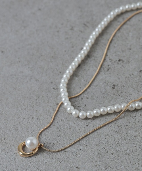 Kana（カナ）の「オープンドロップ スネーク チェーン パール ネックレス 結婚式 オケージョン デイリー（ネックレス・レディース・ゴールド/シルバー・フリー）」の5枚目の写真