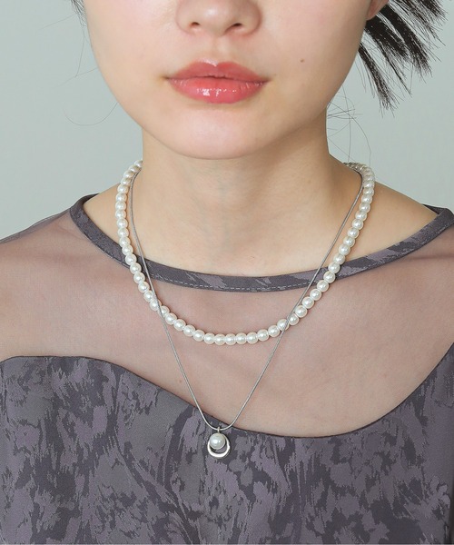 Kana（カナ）の「オープンドロップ スネーク チェーン パール ネックレス 結婚式 オケージョン デイリー（ネックレス・レディース・ゴールド/シルバー・フリー）」の10枚目の写真