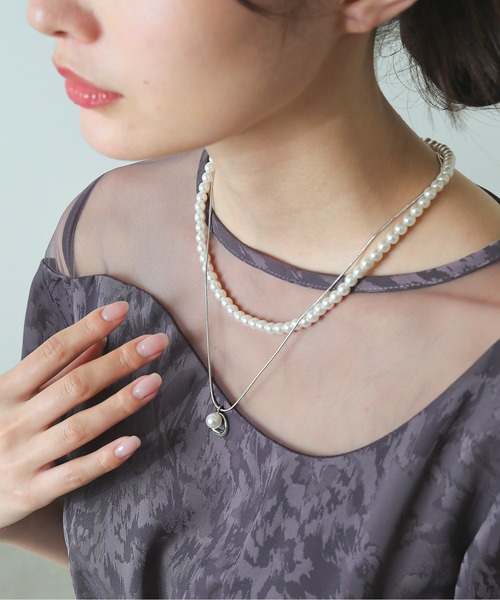 Kana（カナ）の「オープンドロップ スネーク チェーン パール ネックレス 結婚式 オケージョン デイリー（ネックレス・レディース・ゴールド/シルバー・フリー）」の12枚目の写真