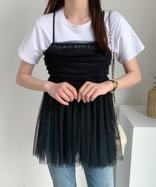 ABITOKYO(アビトーキョー)の「バックリボンシアーパワーチュールギャザーキャミ(キャミソール・レディース・ピンク/グレー/ブラック/アイボリー・FREE)」の9枚目の写真