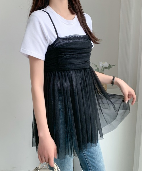 ABITOKYO(アビトーキョー)の「バックリボンシアーパワーチュールギャザーキャミ(キャミソール・レディース・ピンク/グレー/ブラック/アイボリー・FREE)」の12枚目の写真
