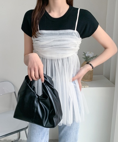 ABITOKYO(アビトーキョー)の「バックリボンシアーパワーチュールギャザーキャミ(キャミソール・レディース・ピンク/グレー/ブラック/アイボリー・FREE)」の16枚目の写真