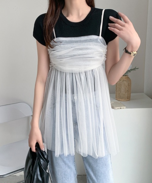 ABITOKYO(アビトーキョー)の「バックリボンシアーパワーチュールギャザーキャミ(キャミソール・レディース・ピンク/グレー/ブラック/アイボリー・FREE)」の18枚目の写真