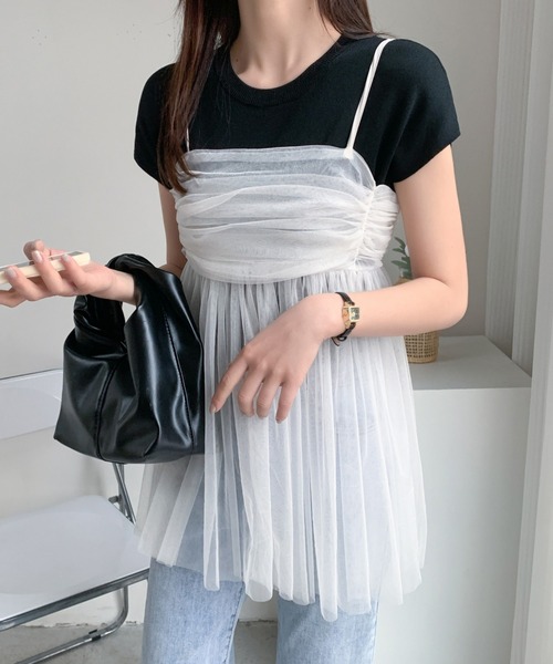 ABITOKYO(アビトーキョー)の「バックリボンシアーパワーチュールギャザーキャミ(キャミソール・レディース・ピンク/グレー/ブラック/アイボリー・FREE)」の19枚目の写真