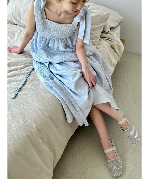 LILY BROWN（リリーブラウン）の「[L.B CANDY STOCK]ラインストーンメッシュバレエシューズ（パンプス・レディース・ブラック/シルバー/ベージュ・SMALL/MEDIUM/LARGE）」の4枚目の写真