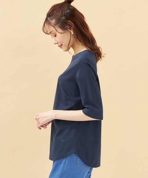 DECOY SINCE 1981（デコイシンスイチキュウハチイチ）の「【接触冷感・UVカット】オーガニックコットンTシャツ（Tシャツ/カットソー・レディース・ネイビー/グレー/サックスブルー・M/L/LL）」の4枚目の写真