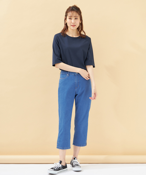 DECOY SINCE 1981（デコイシンスイチキュウハチイチ）の「【接触冷感・UVカット】オーガニックコットンTシャツ（Tシャツ/カットソー・レディース・ネイビー/グレー/サックスブルー・M/L/LL）」の12枚目の写真