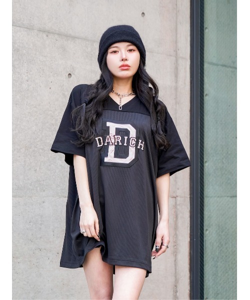 Darich(ダーリッチ)の「メッシュアップリケビッグTシャツ(Tシャツ/カットソー・レディース・ホワイト/ブラック・FREE)」の4枚目の写真