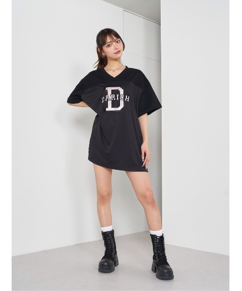 Darich(ダーリッチ)の「メッシュアップリケビッグTシャツ(Tシャツ/カットソー・レディース・ホワイト/ブラック・FREE)」の8枚目の写真